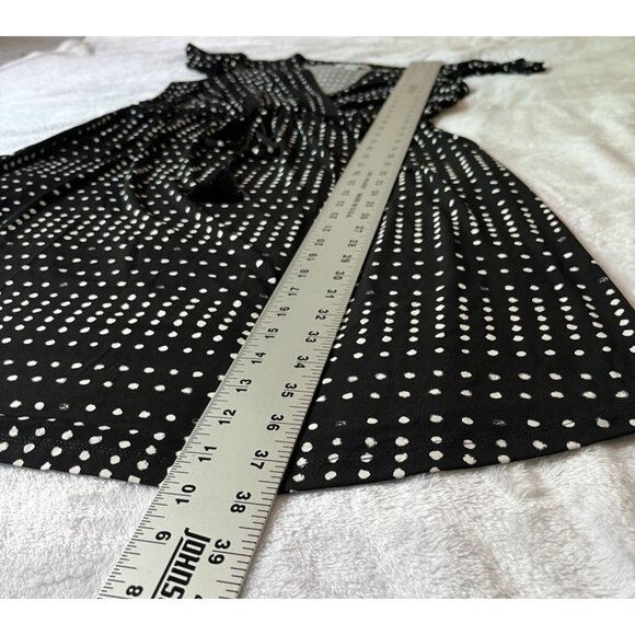 Tommy Bahama Womens Black White Polka Dot A-Line Faux Wrap Dress Medium Stretch - Picture 9 of 11